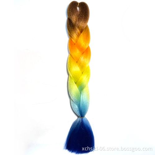 Wholesale New Color Hot Sale Jumbo Braiding Hair Extensions Braiding Hair Ombre Multiple Tone Colored Synthetic Hair for Girl